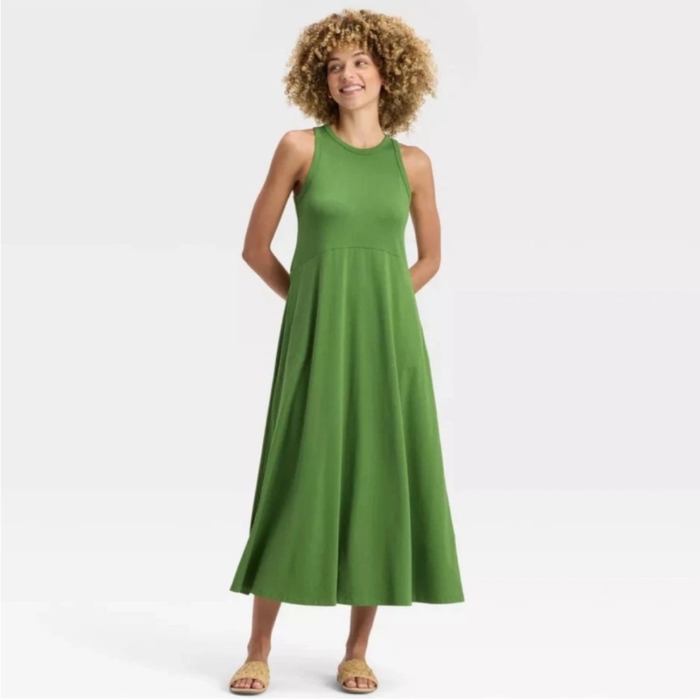 a new day Sleeveless Green A-Line Tank Knit Maxi Dress NWT L